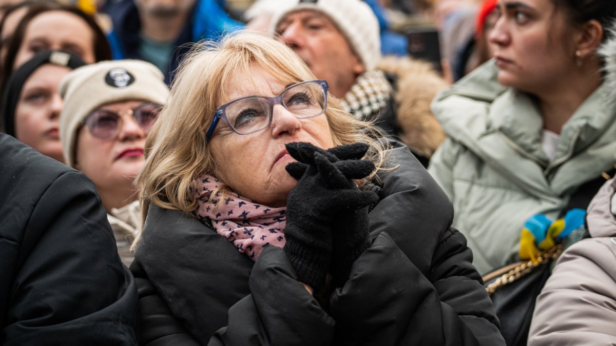 V Praze proběhla demonstrace na podporu Ukrajiny k třetímu výročí ruské invaze. (23.2.2025)