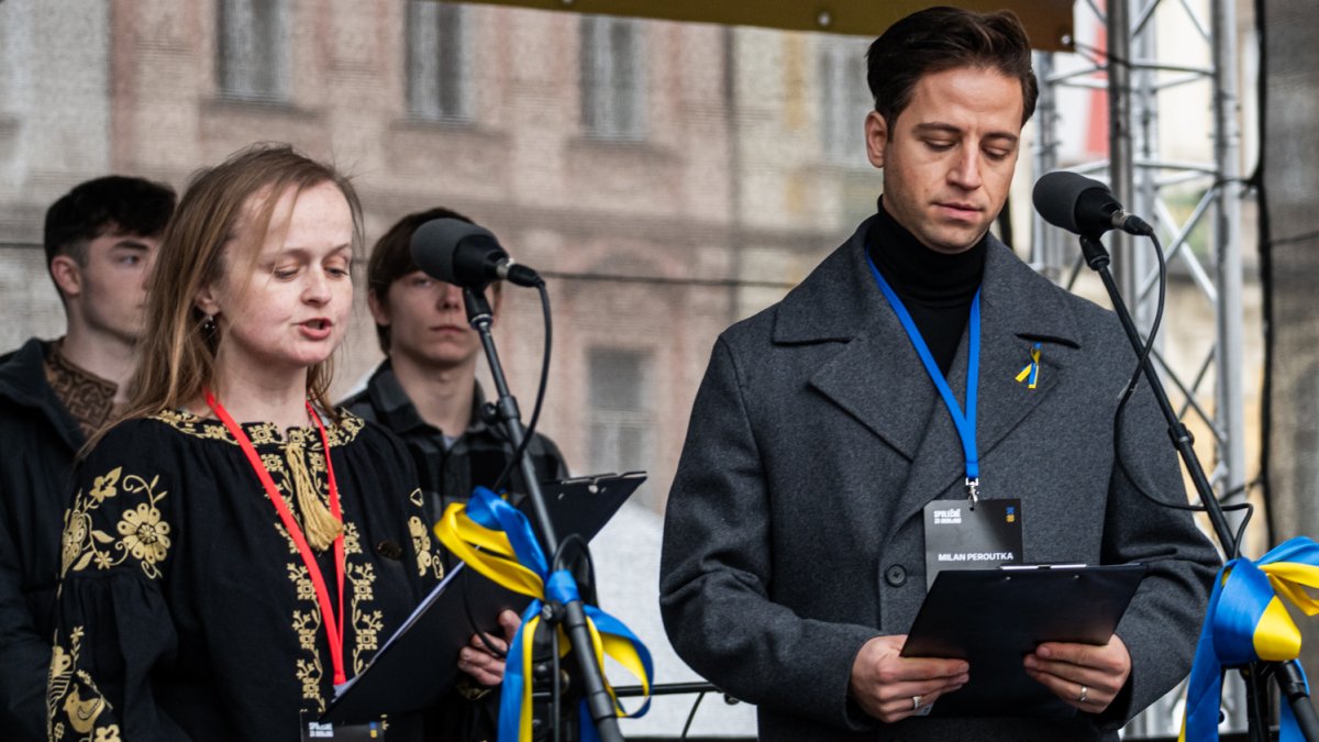 V Praze proběhla demonstrace na podporu Ukrajiny k třetímu výročí ruské invaze. (23.2.2025)
